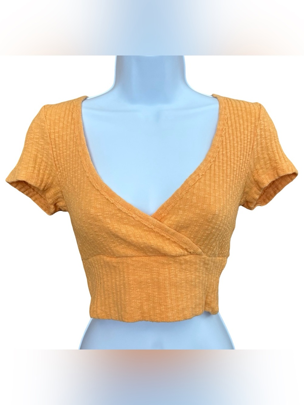 Urban Outfitters Ribbed Wrap Crop Top Yellow Boho Indie Sleaze Coconut Girl Y2K
